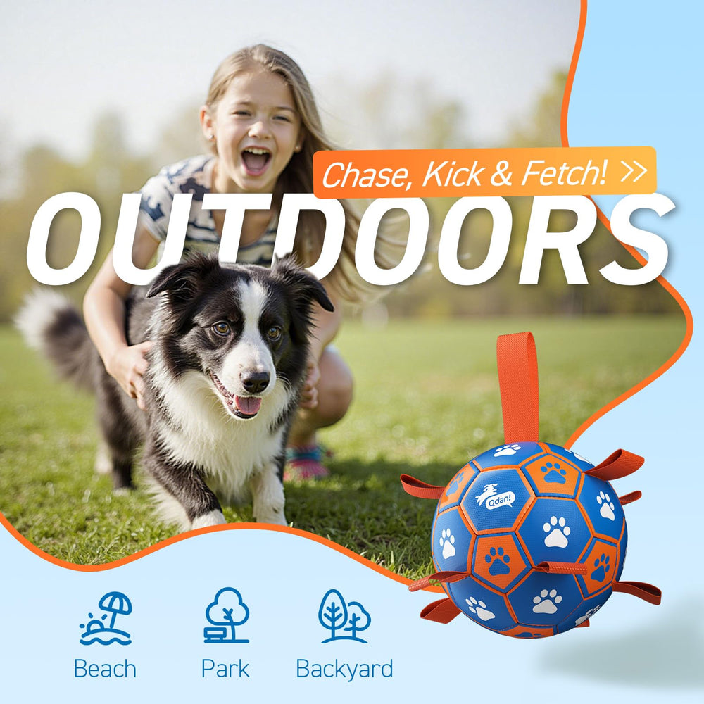 QDAN rope-toy soccer ball durable construction for long-lasting dog play.