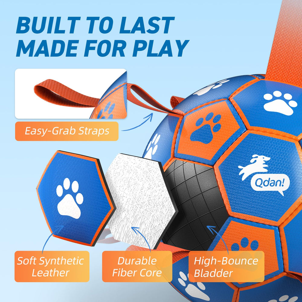 QDAN rope-toy soccer ball outdoor-ready, floats on water for pool and beach play.