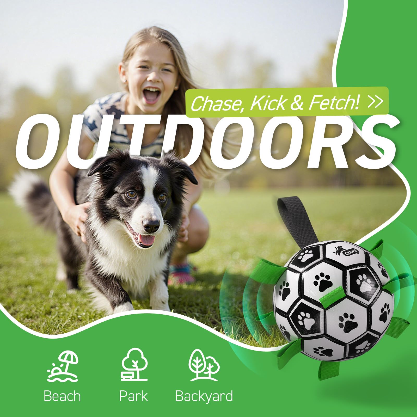 QDAN ball uses durable PU material for long-lasting kicks and bounces.