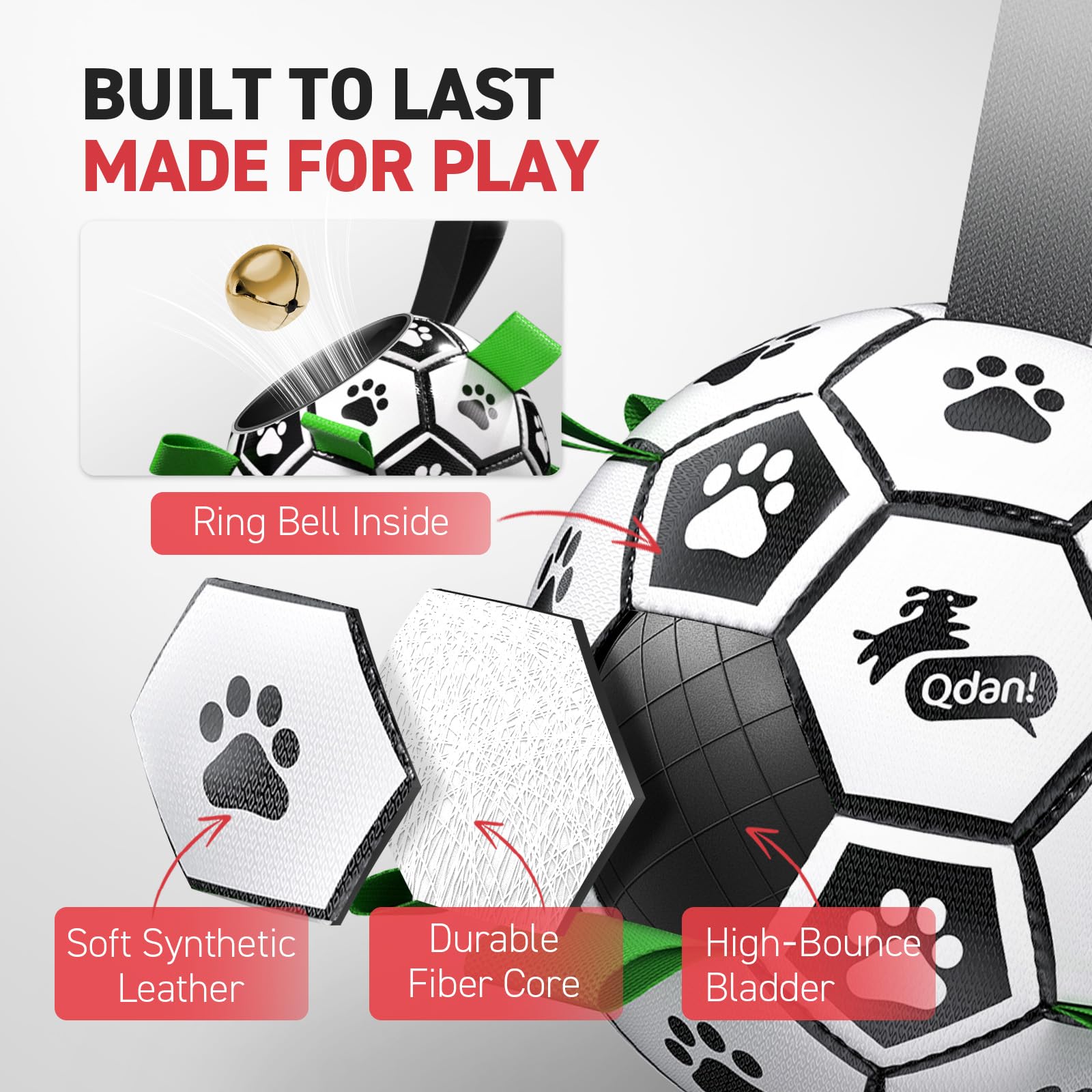 QDAN ball rope surface assists dogs pick up quickly.