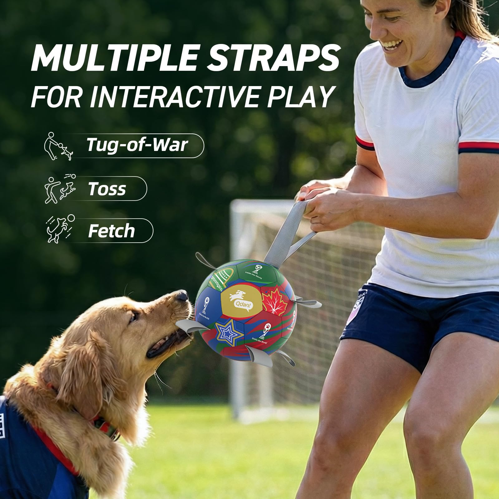 QDAN durable PU leather ball for long-lasting chasing and play sessions