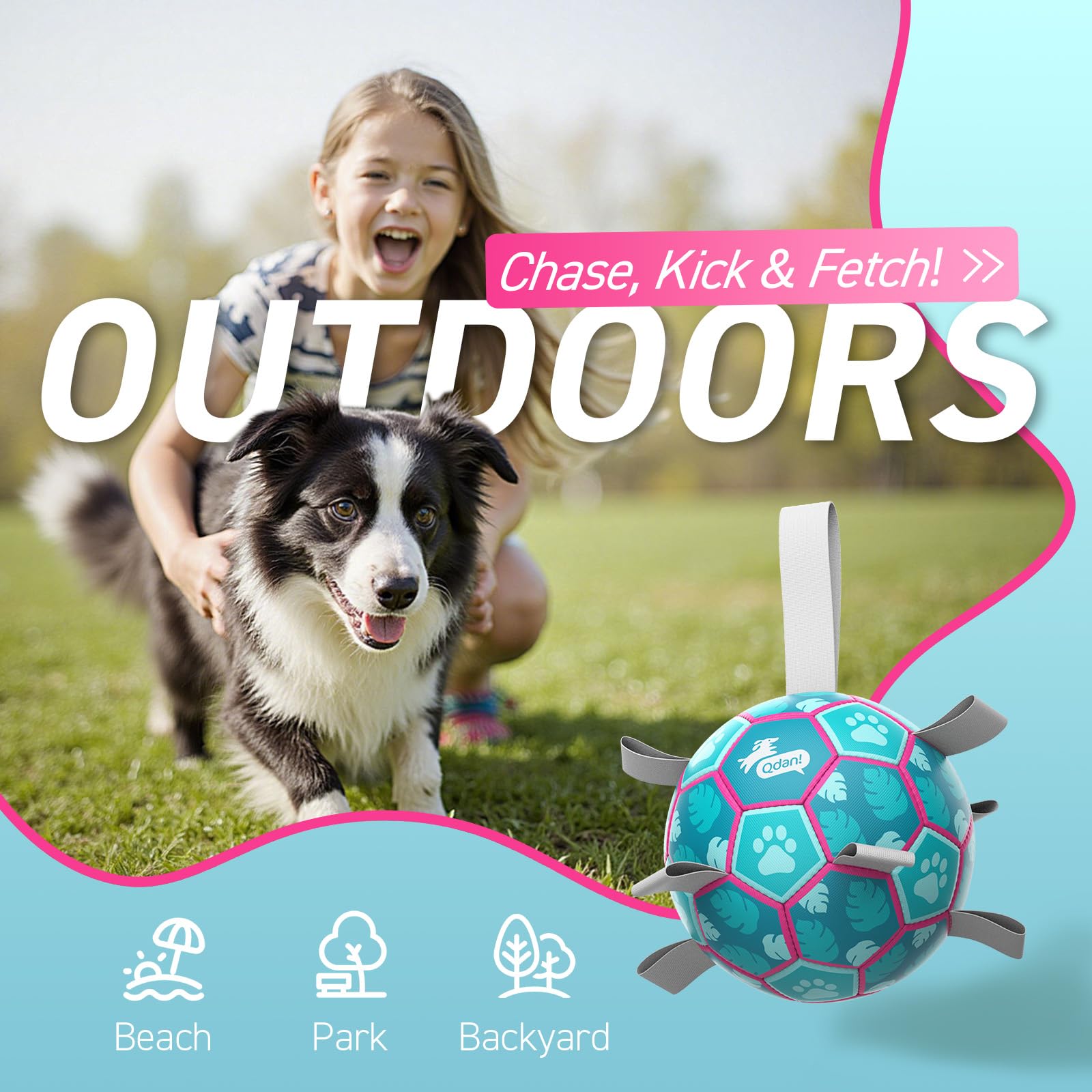QDAN non-toxic ball ensures safe chewing sessions.
