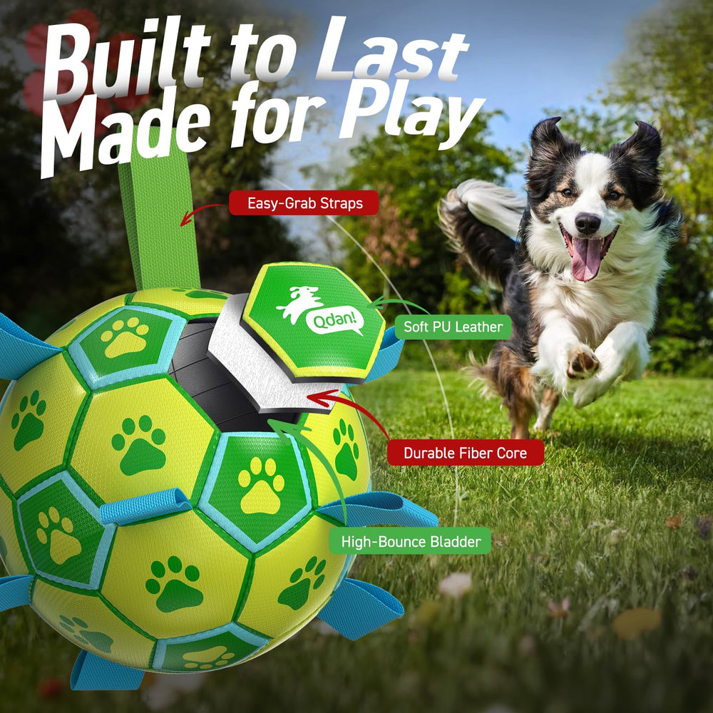 QDAN dog tug ball with strap designed for tug of war games