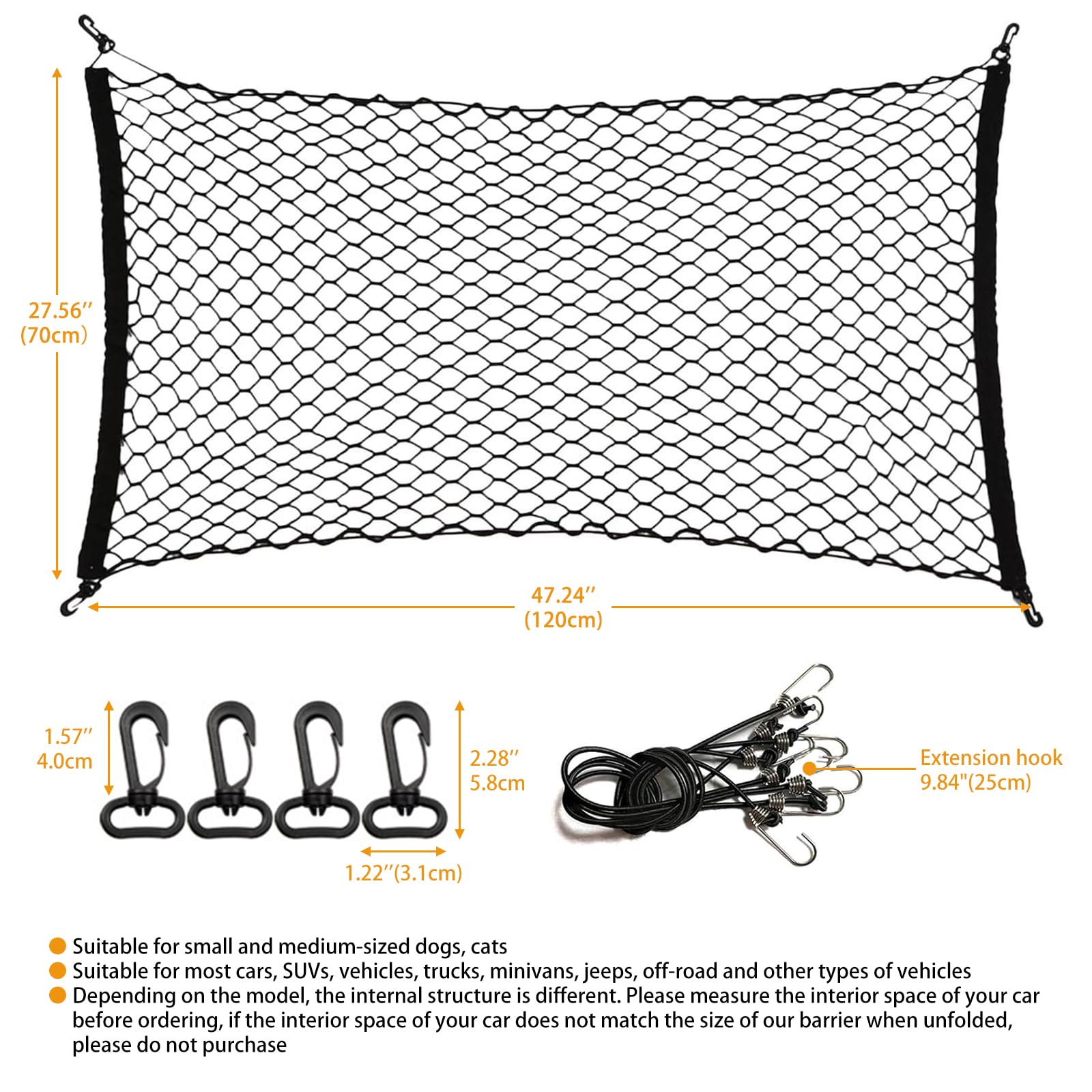 Q-DDOIT dog barrier trunk area setup shows versatile barrier in cargo space.