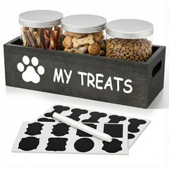Qeerable dog treat container 3-pack with airtight lids keeps snacks fresh on the counter.