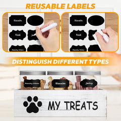 Qeerable label stickers organize dog foods.
