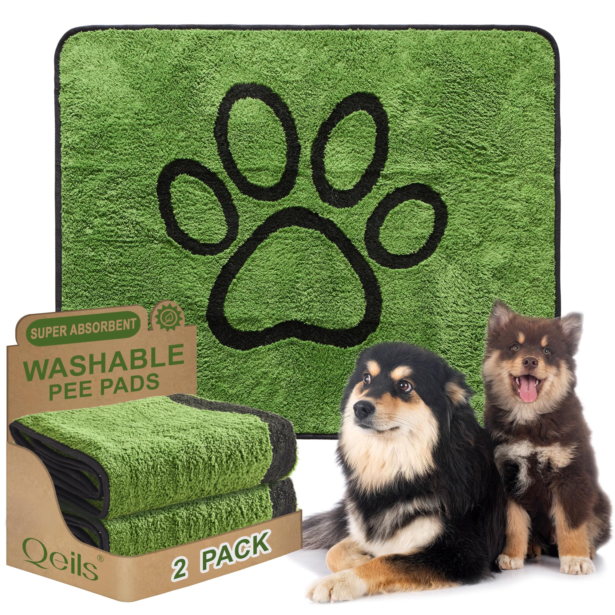 Qeils dog pee pad 2-pack with quick cleanup and potty training support.