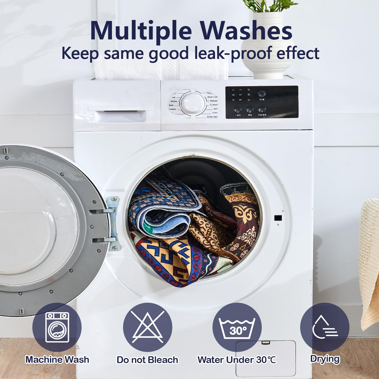 Qeils Washable Pee Pad OEKO-TEX100-pattern offers a stylish home look.