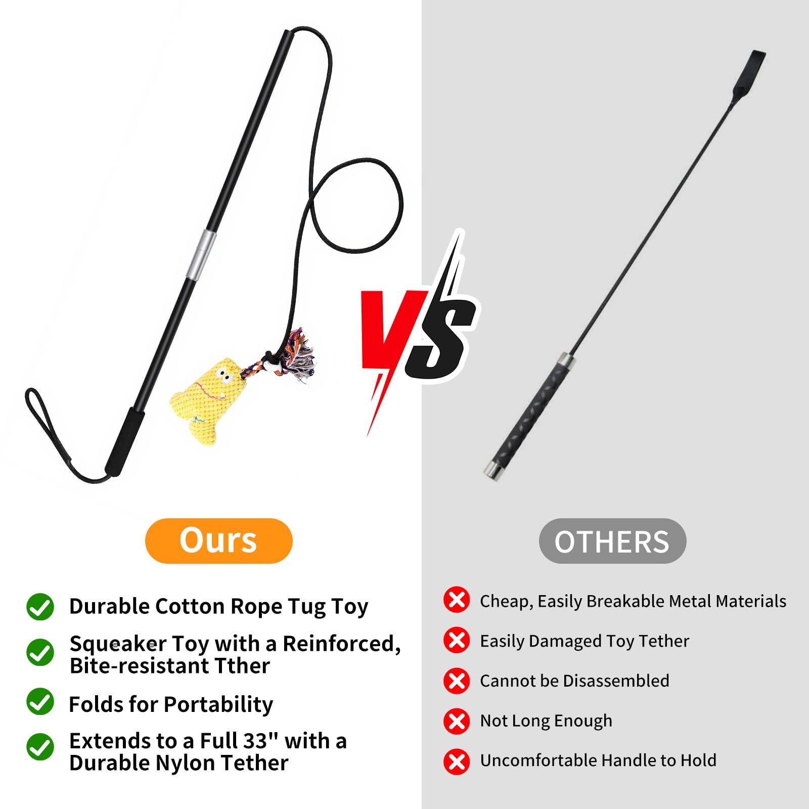 Qeoval Flirt Pole Squeaker Toy engages dogs during pursuit