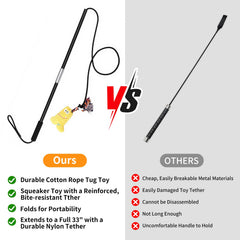 Qeoval Flirt Pole Squeaker Toy engages dogs during pursuit