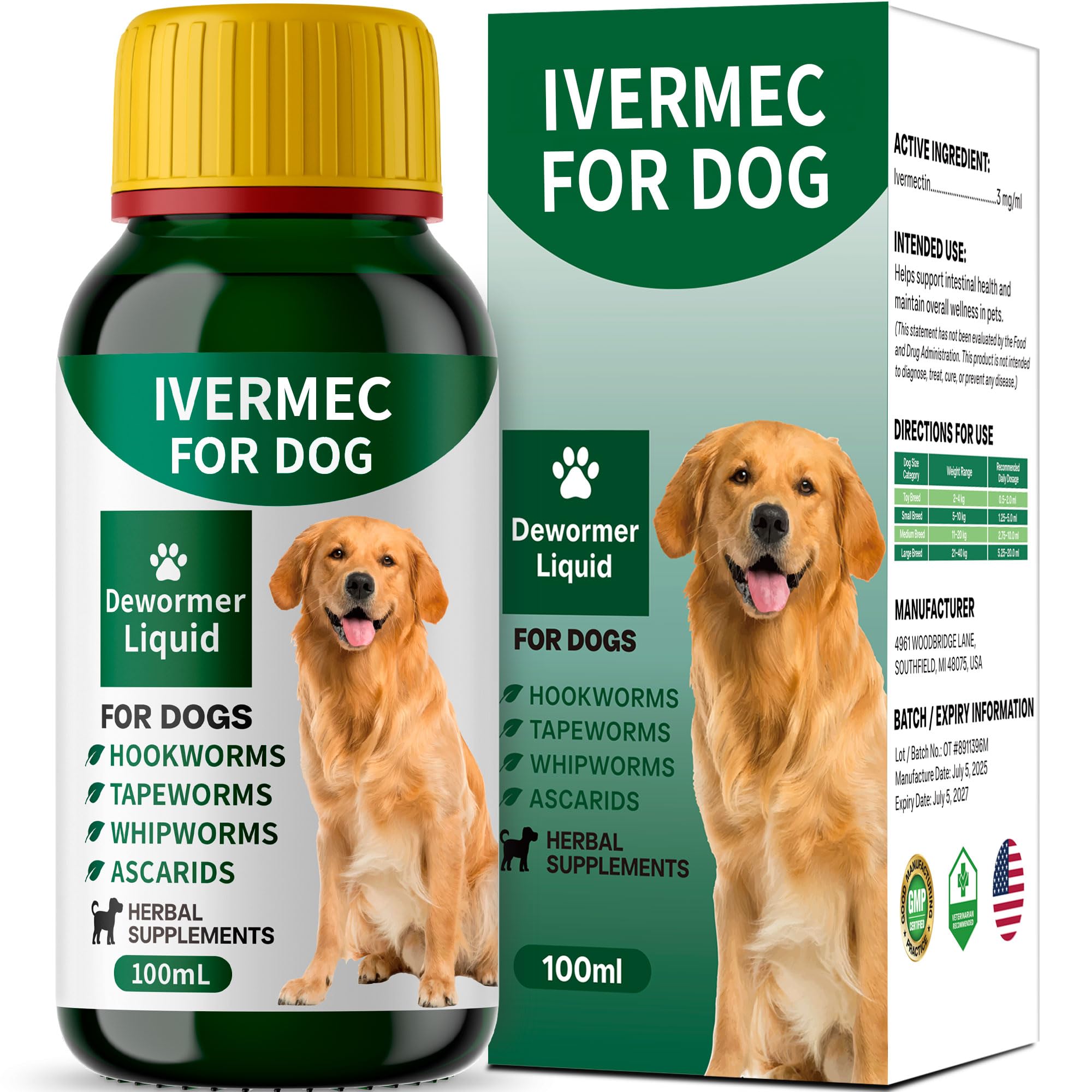 QIFEISHANKA lvermect dewormer bottle aids routine digestive balance for dogs