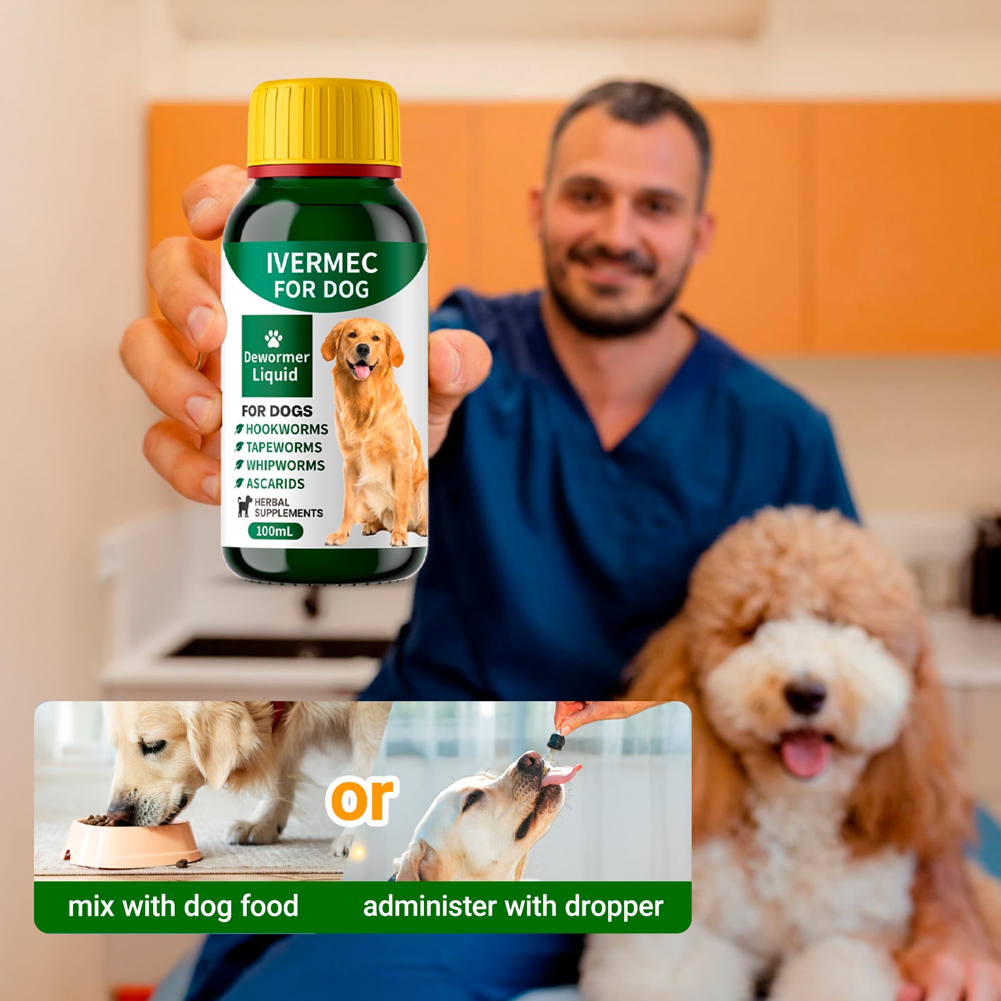 QIFEISHANKA pin-worms-dogs image supports intestinal cleanliness and regular care