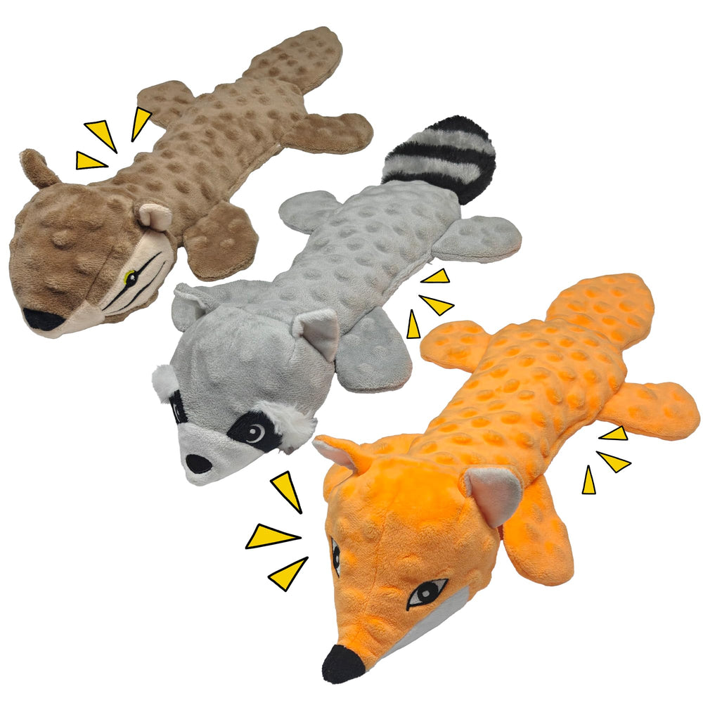 Qiiiiian three-pack squeaky dog toys bundle designed for dogs of all sizes.