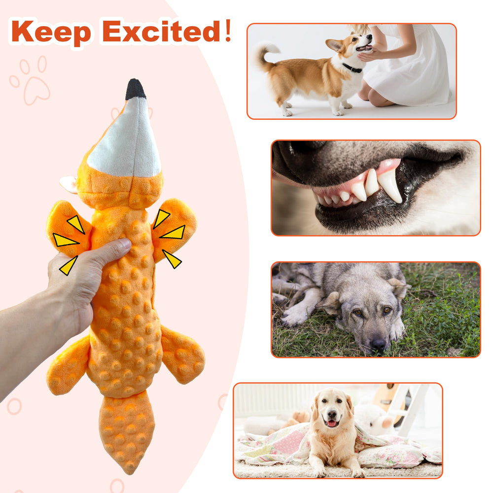 Qiiiiian crinkle material dog toy surface adds audible stimulation during chewing.