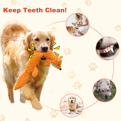 Qiiiiian no-stuffing dog toy close-up with built-in squeaker for interactive play.