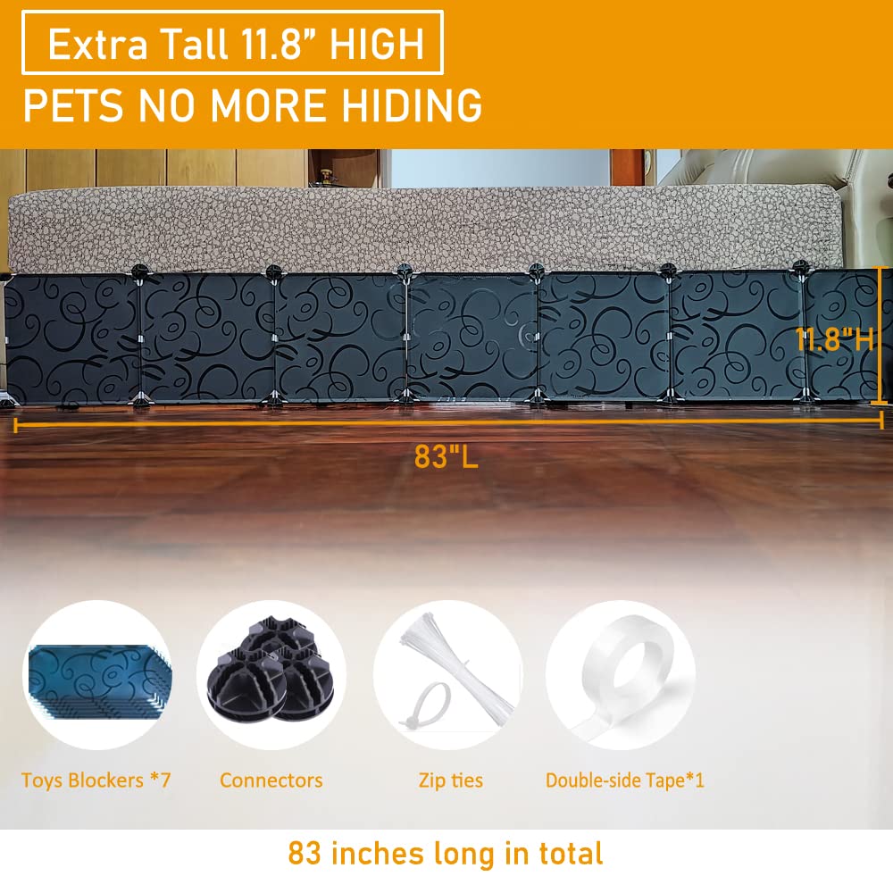 QIYIHOME tall gap bumper 11-8in blocks pet toys slipping under furniture.