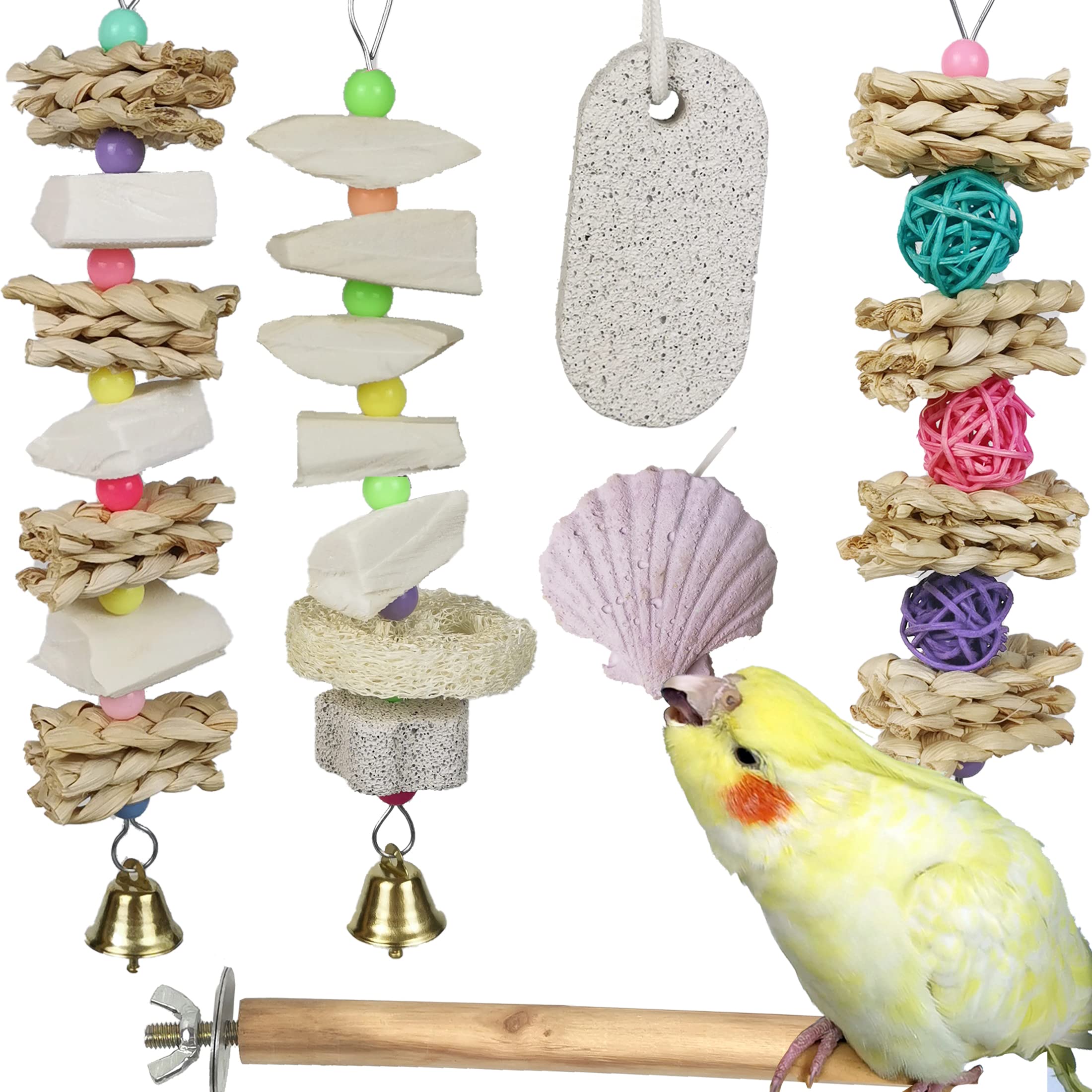 Qimilenzy parrot chews cuttlebone hanging toy for safe enrichment and beak care