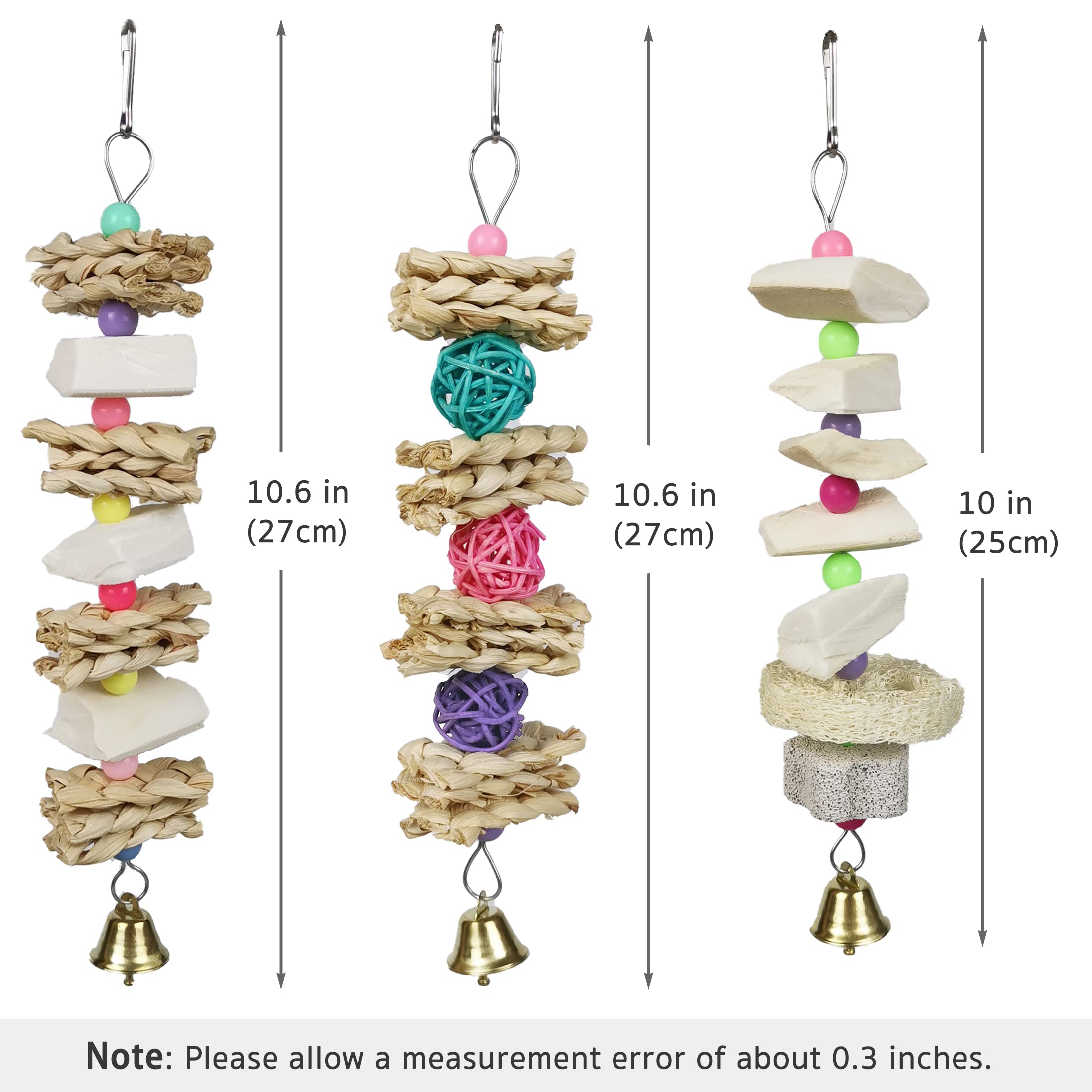 Qimilenzy parrot chews grass hanging toy with natural fibers for beak exercise