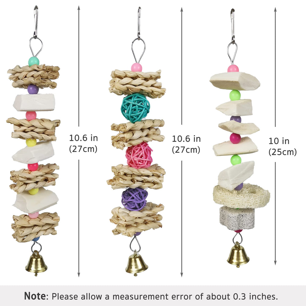 Qimilenzy parrot chews grass hanging toy with natural fibers for beak exercise