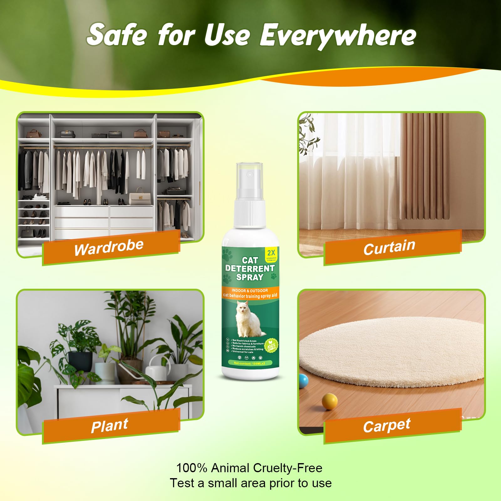 QINGQIYUE cat deterrent spray label lists natural ingredients