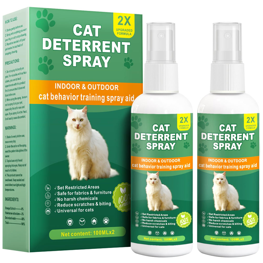 QINGQIYUE cat deterrent spray packaging highlights natural formula for home use