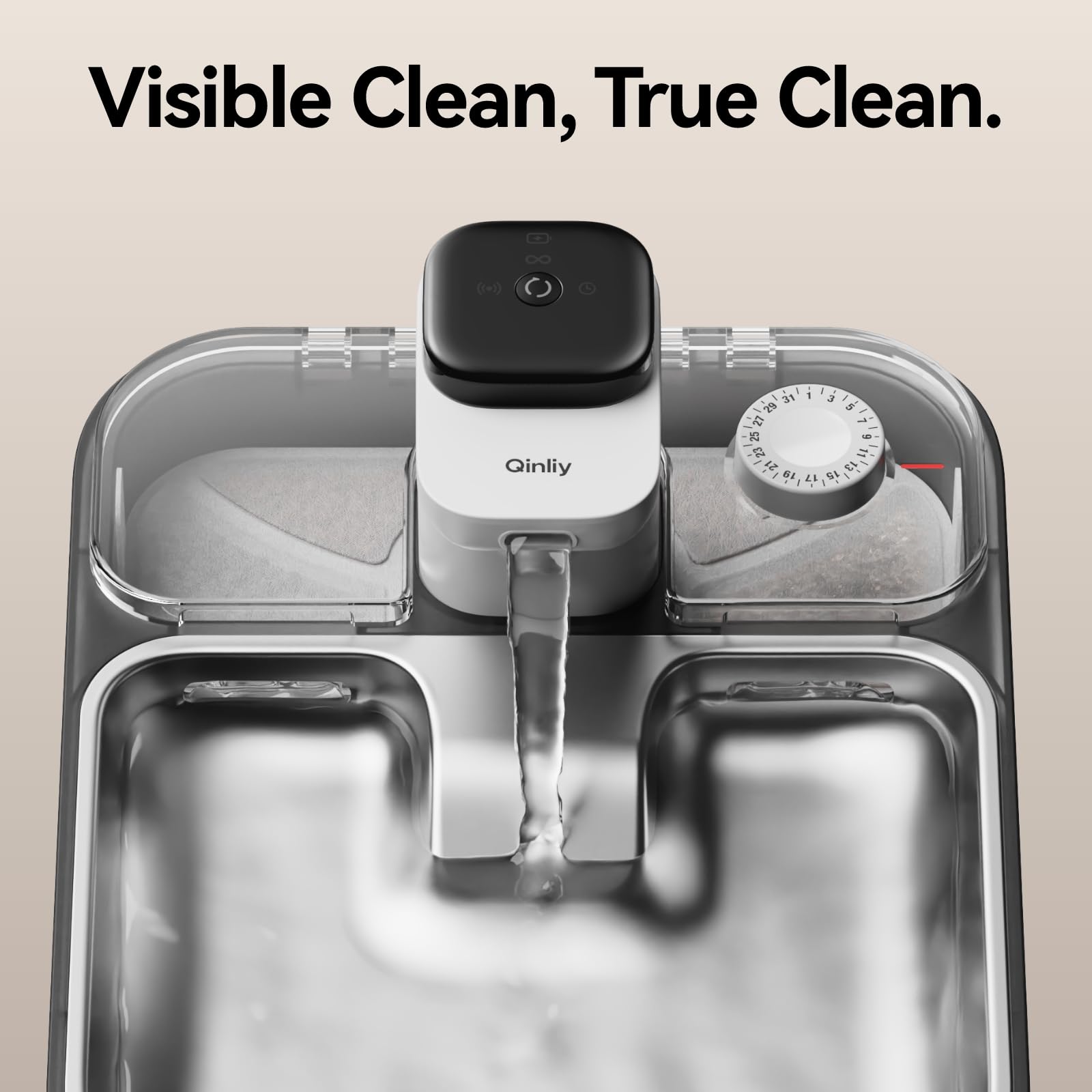 Qinliy stainless steel body highlights easy-clean, dishwasher-safe surface.