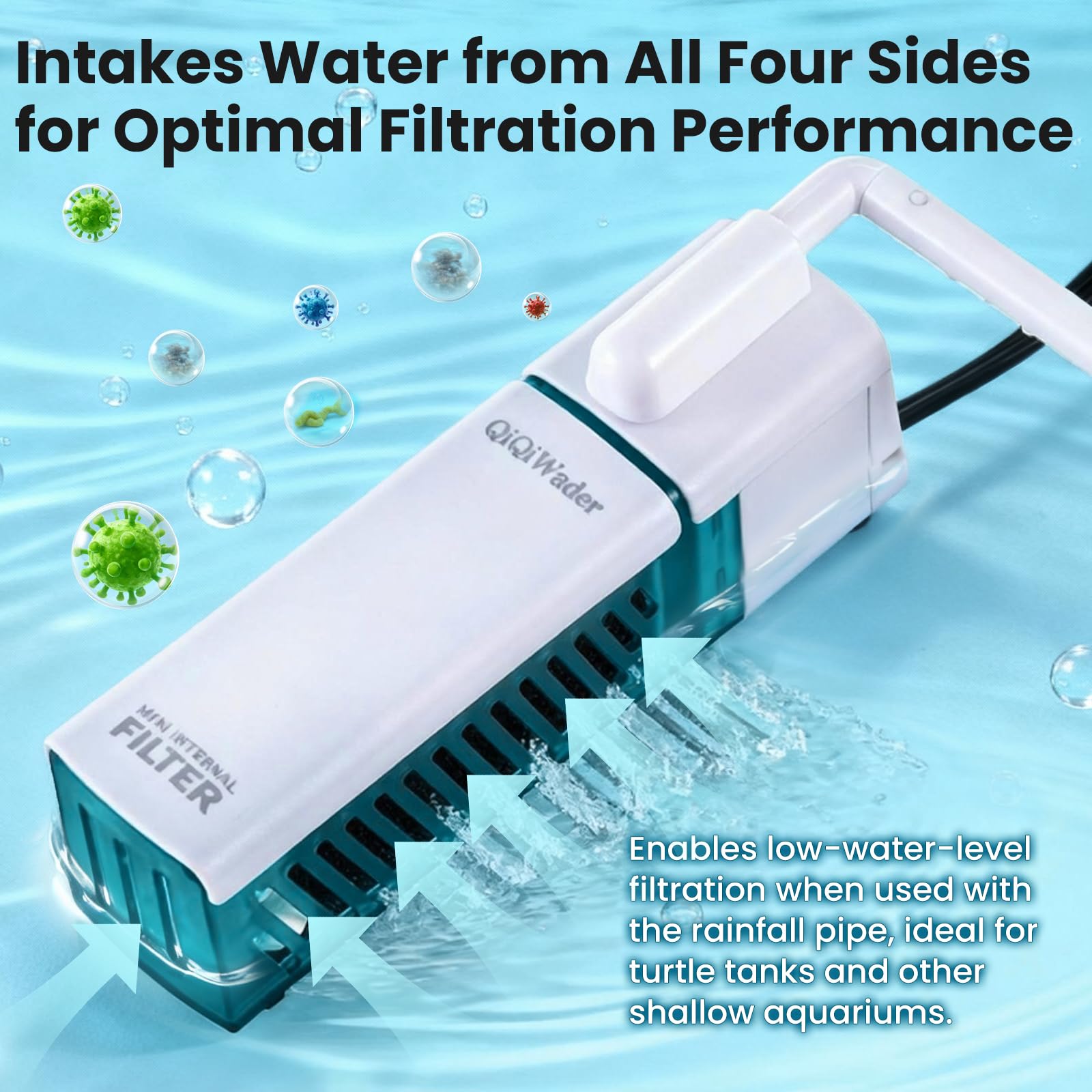 QiQiWader biochemical sponge traps debris for clearer water.
