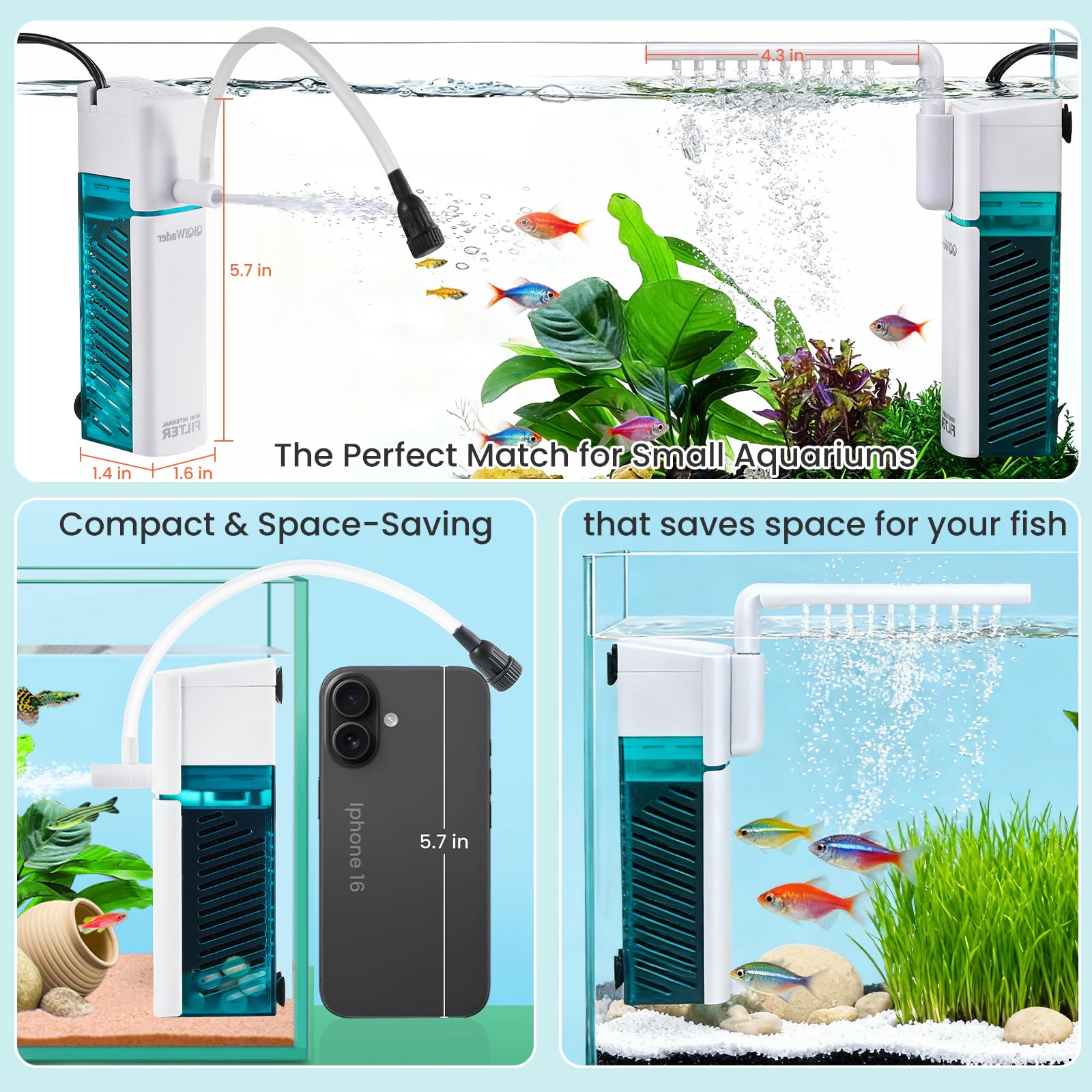 QiQiWader suction cups ensure secure, easy mounting.