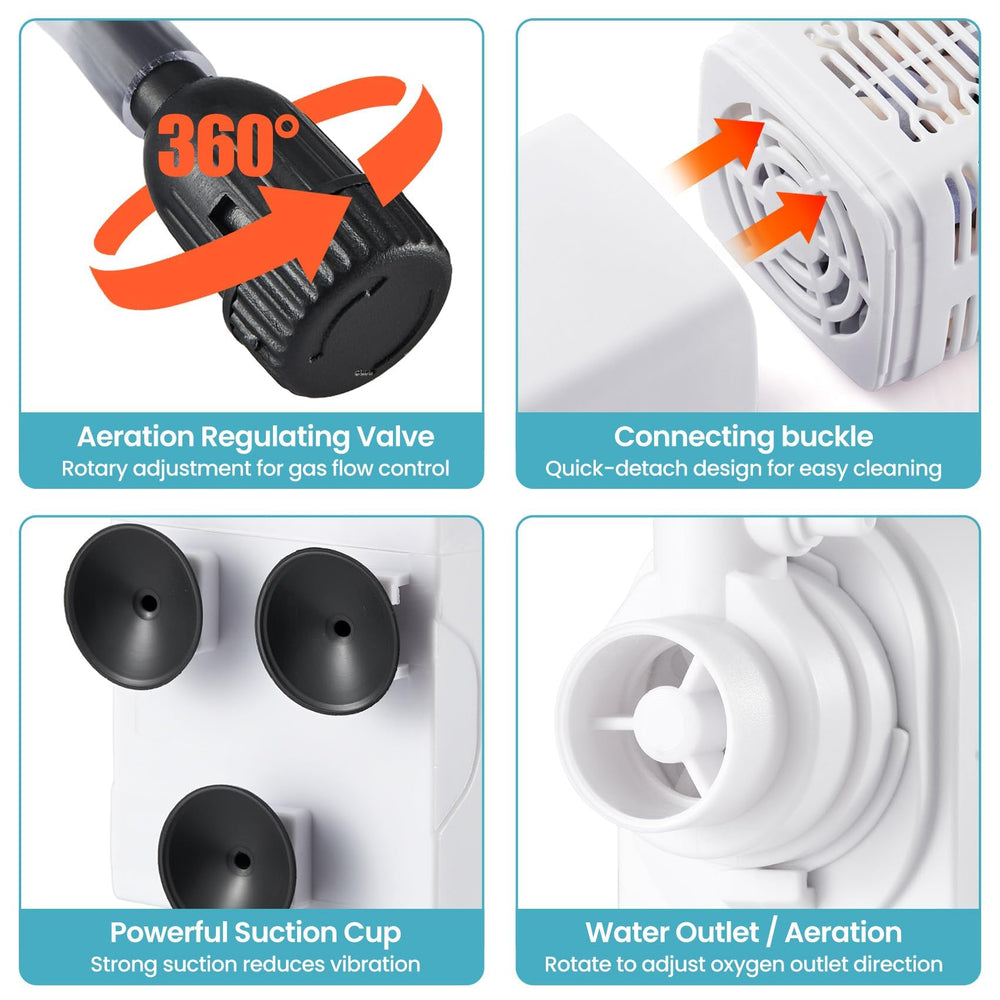 QiQiWader easy installation suction cups ensure stable placement in any aquarium.