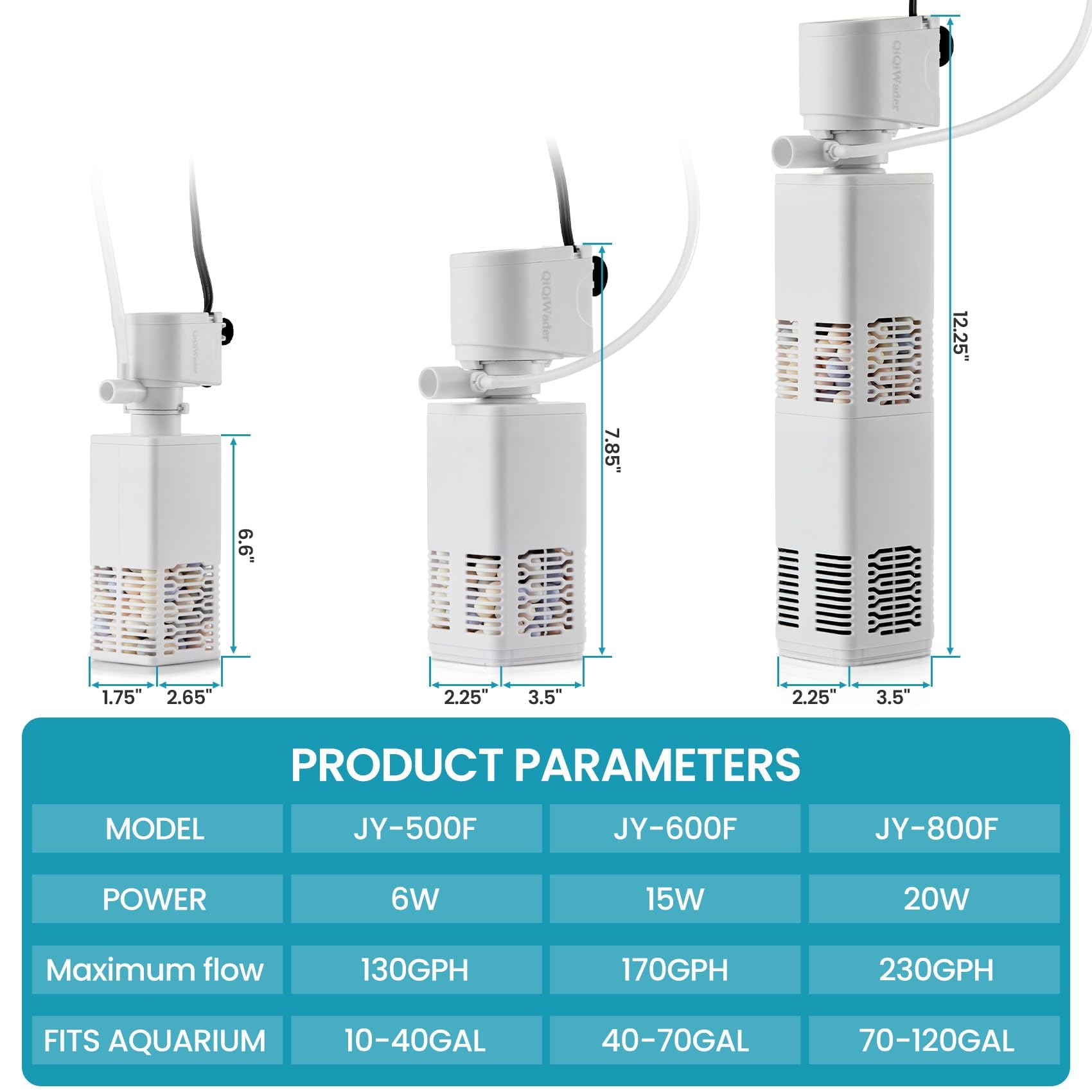 QiQiWader one-year warranty and quality checks support dependable tank filtration.