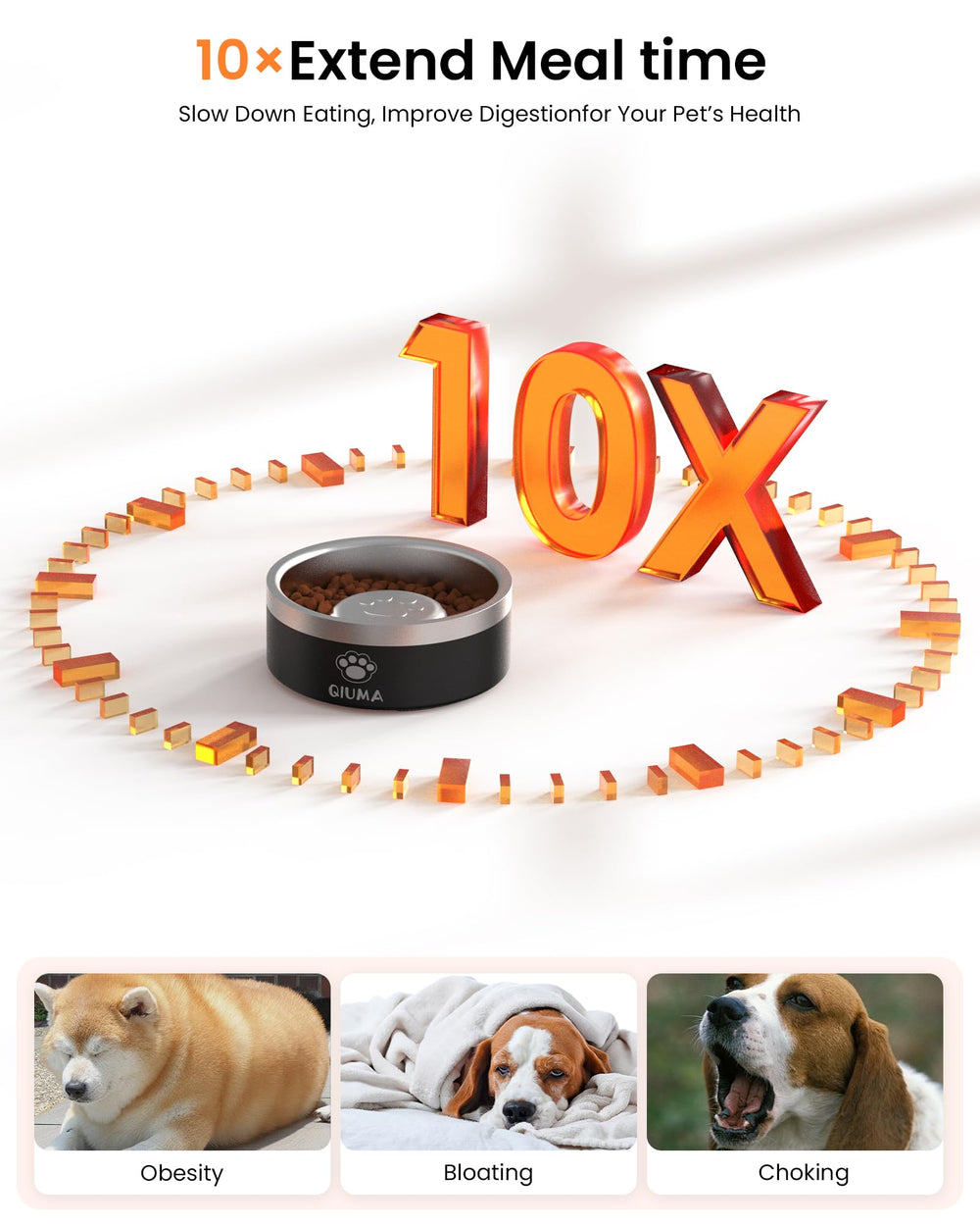 Qiuma Slow Feeder dog bowl 3.5 cup capacity for medium to large dogs