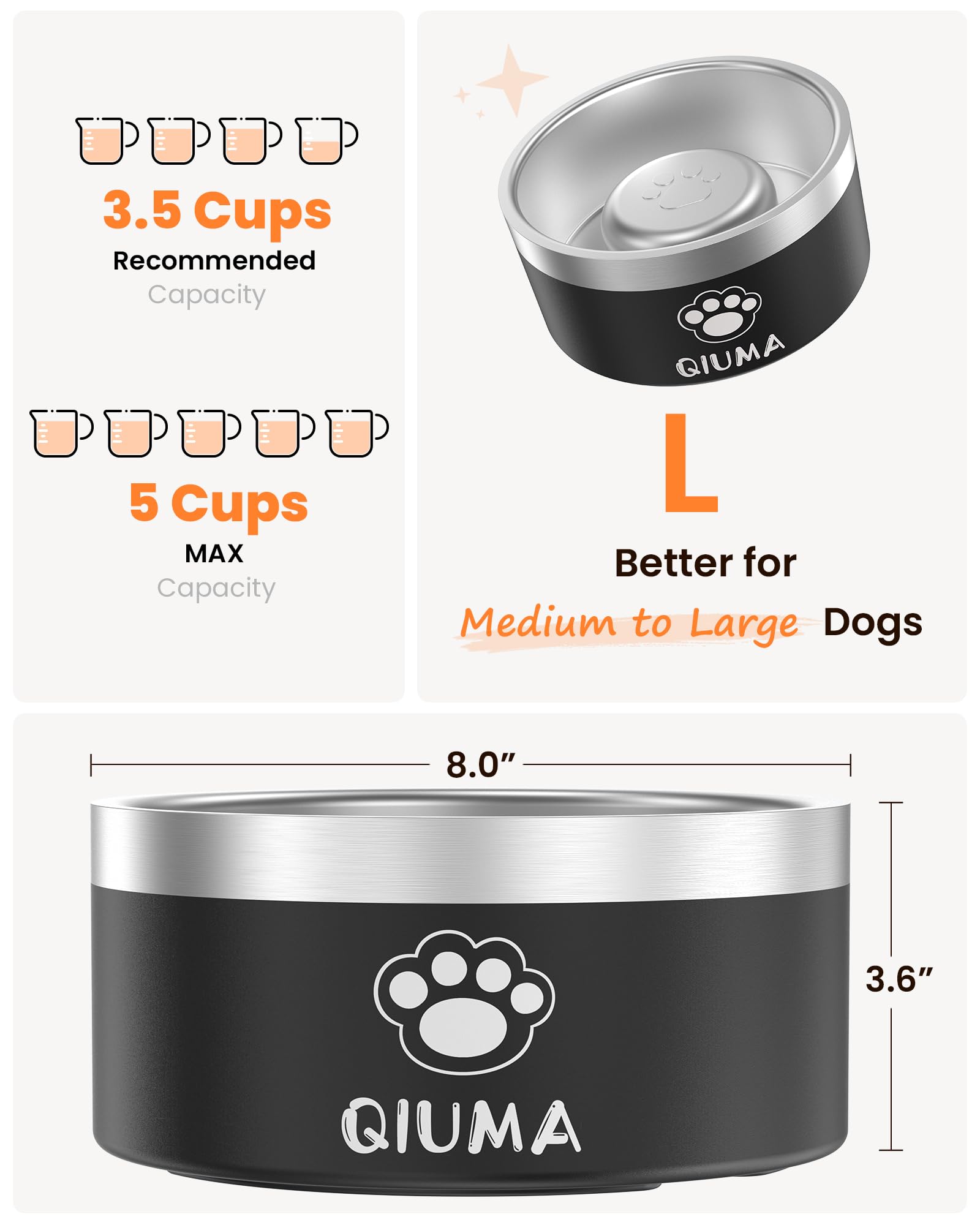 Qiuma Slow Feeder dog bowl non-slip base keeps it steady during meals