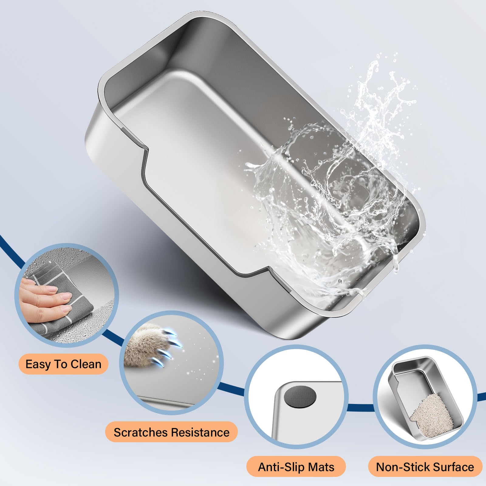 Qiuma stainless steel construction resists odors and simplifies cleaning
