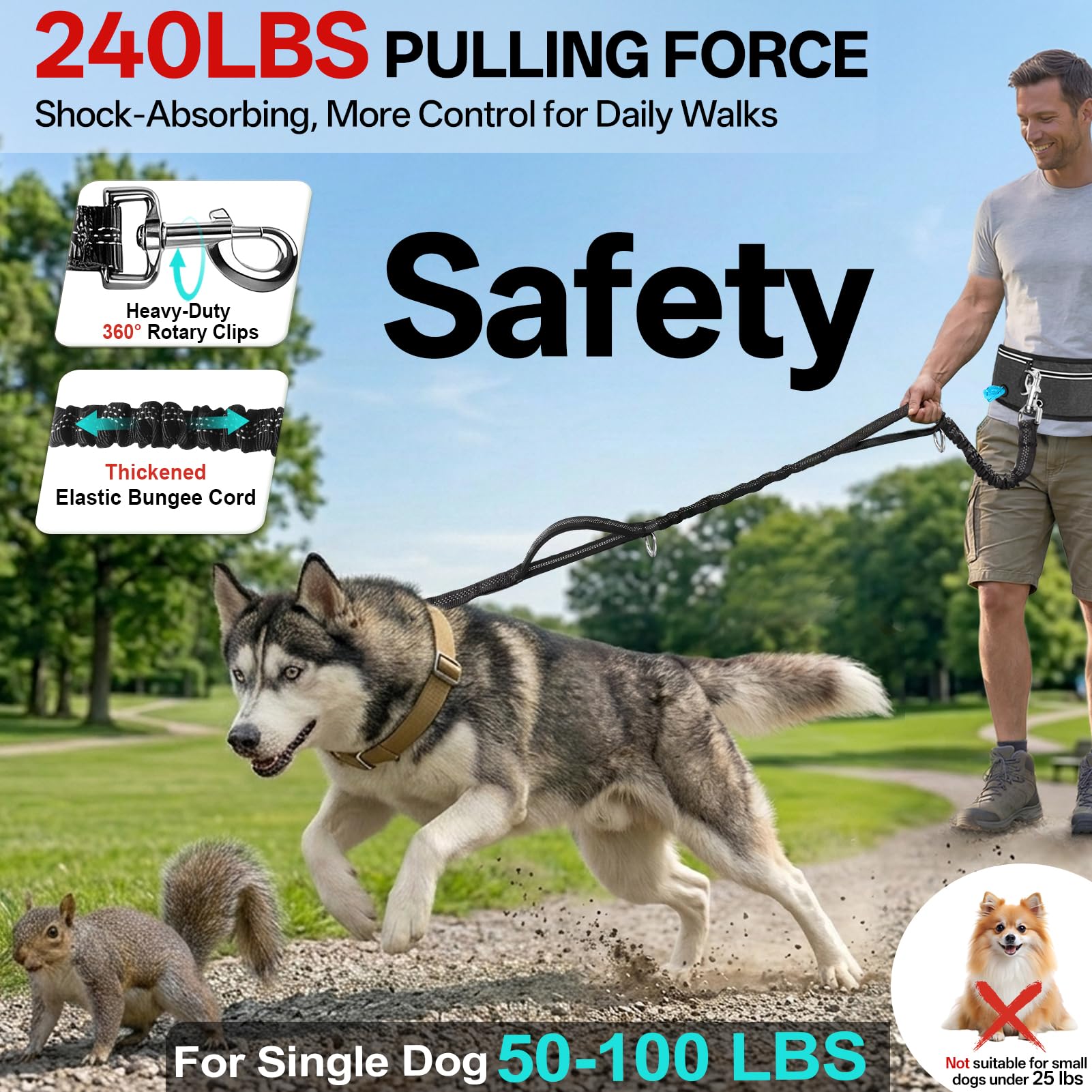 Qltytoy adjustable waist belt extends 57–75 inches for flexible outdoor walks