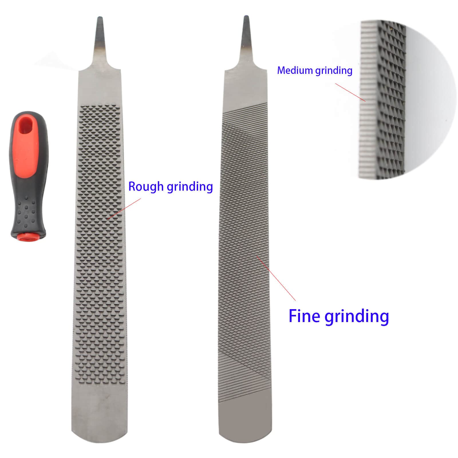 Qlvily hoof rasp shows rubber handle for secure grip during trimming sessions.