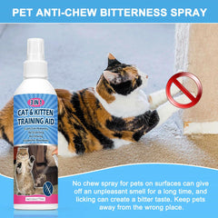 QMJUDB deterrent spray applying training boundaries indoors to reduce scratching.