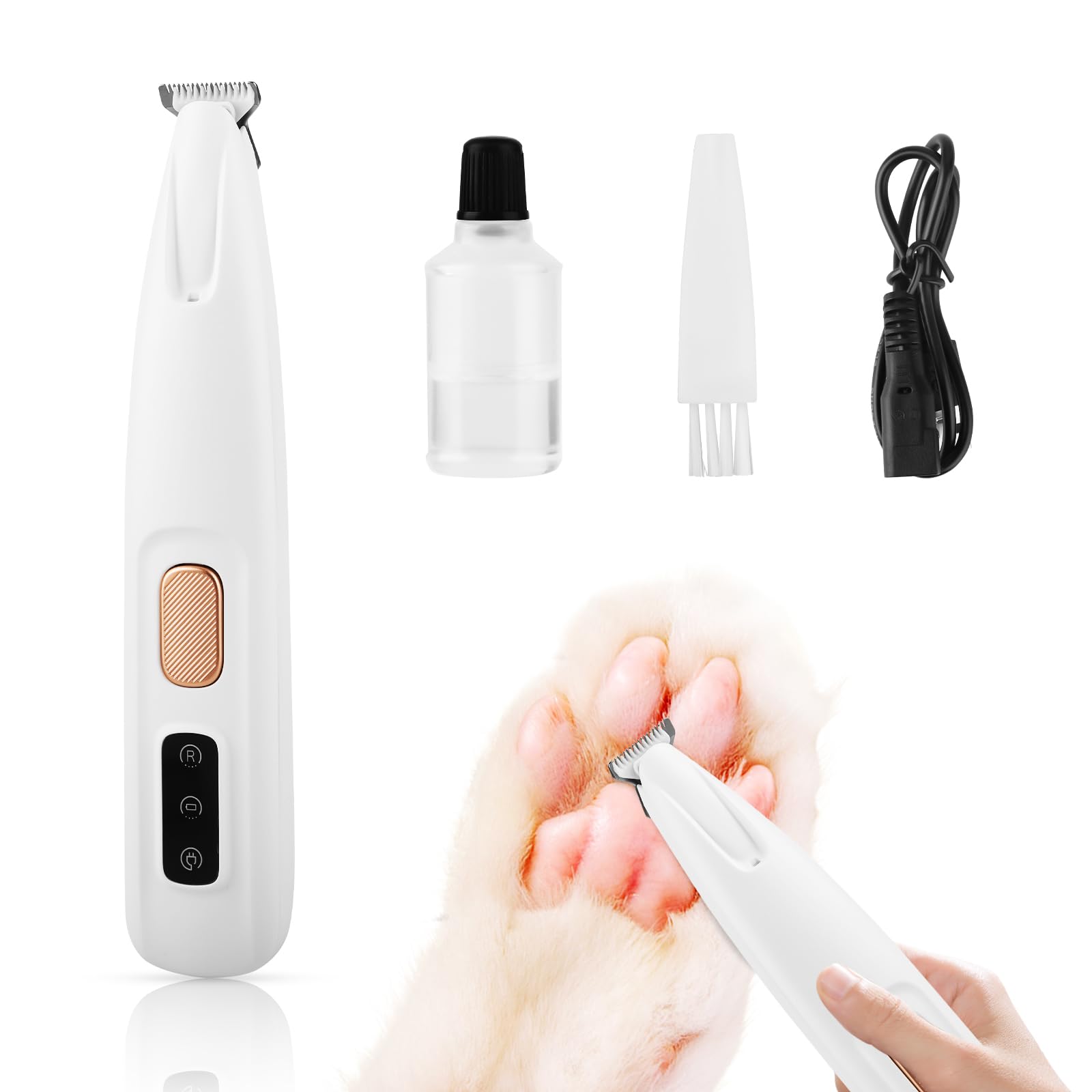 QNHMPW silent paw trimmer with LED light for precise paw trimming in low light.