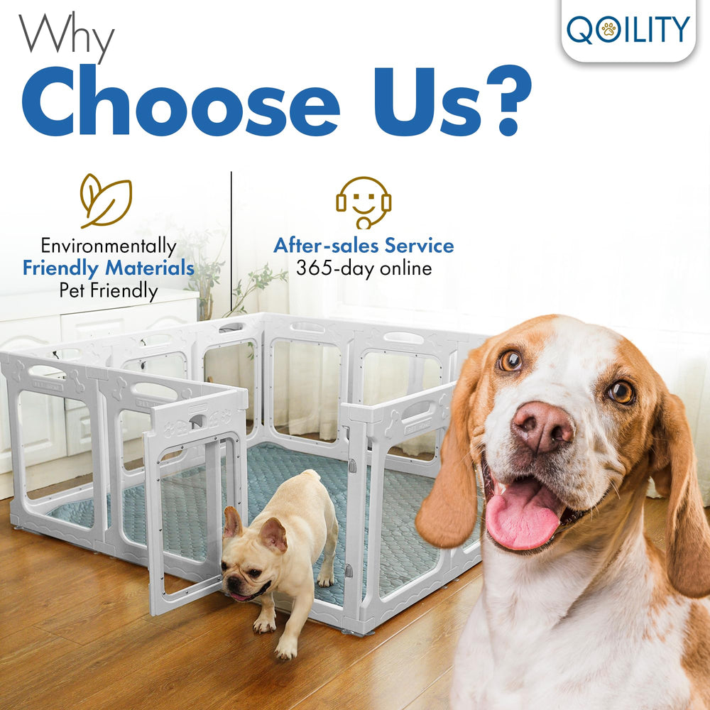 Qoility Clear Acrylic Dog Playpen edge-safety feature – smooth corners for pet-friendly use.