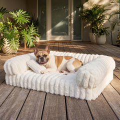 QOKO Cat Bed with bolstered nook provides secure resting space.