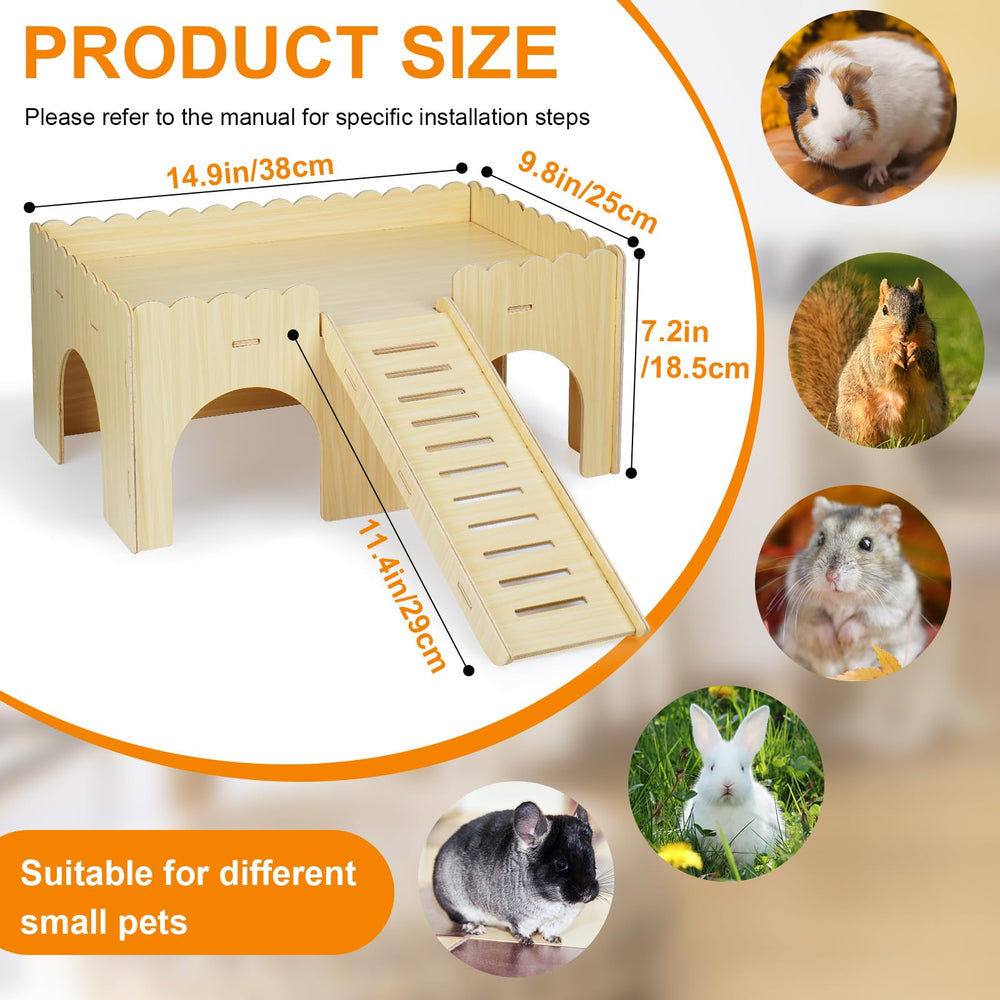 Qorviana guinea pig house highlighting stairs and ramp for easy exploration