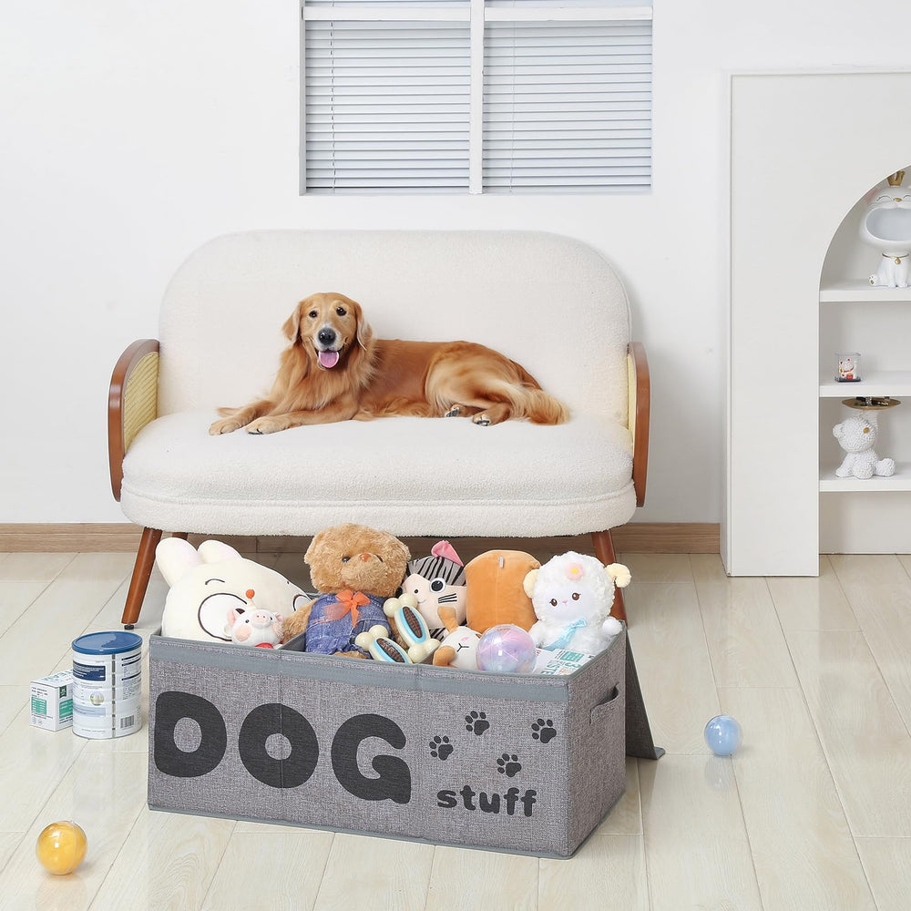 Qozary storage box keeps toys, bowls, and treats organized.
