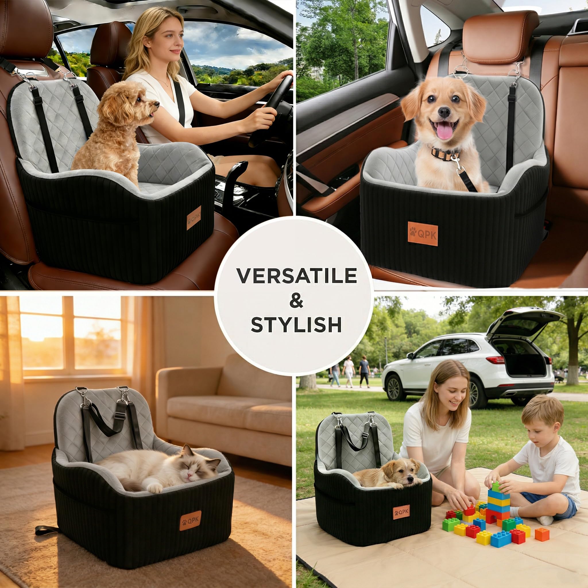 QPK Dog Booster Seat compatible with most cars and SUVs