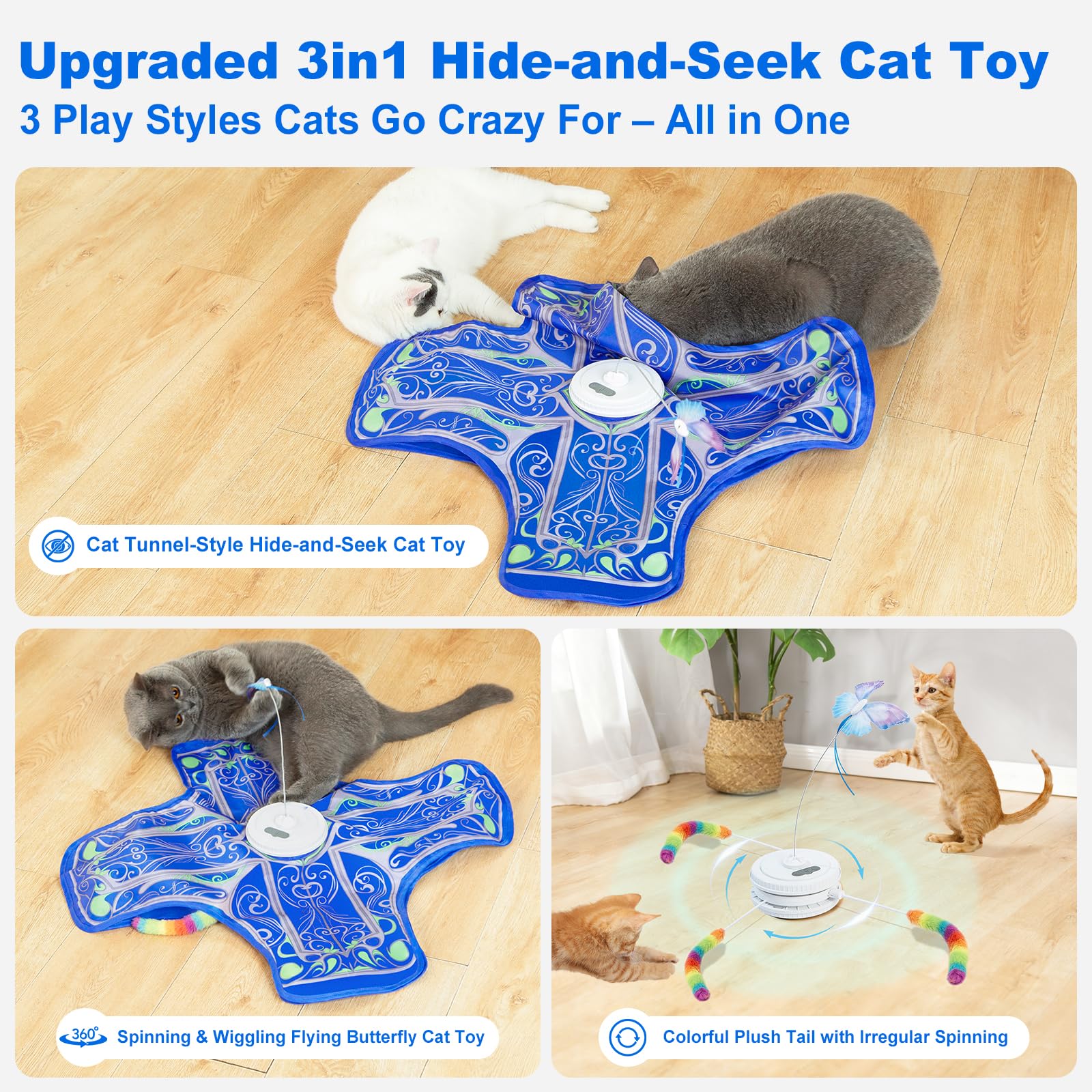 Qraxond toy shows hide-and-seek tail wand for engaging exploration.