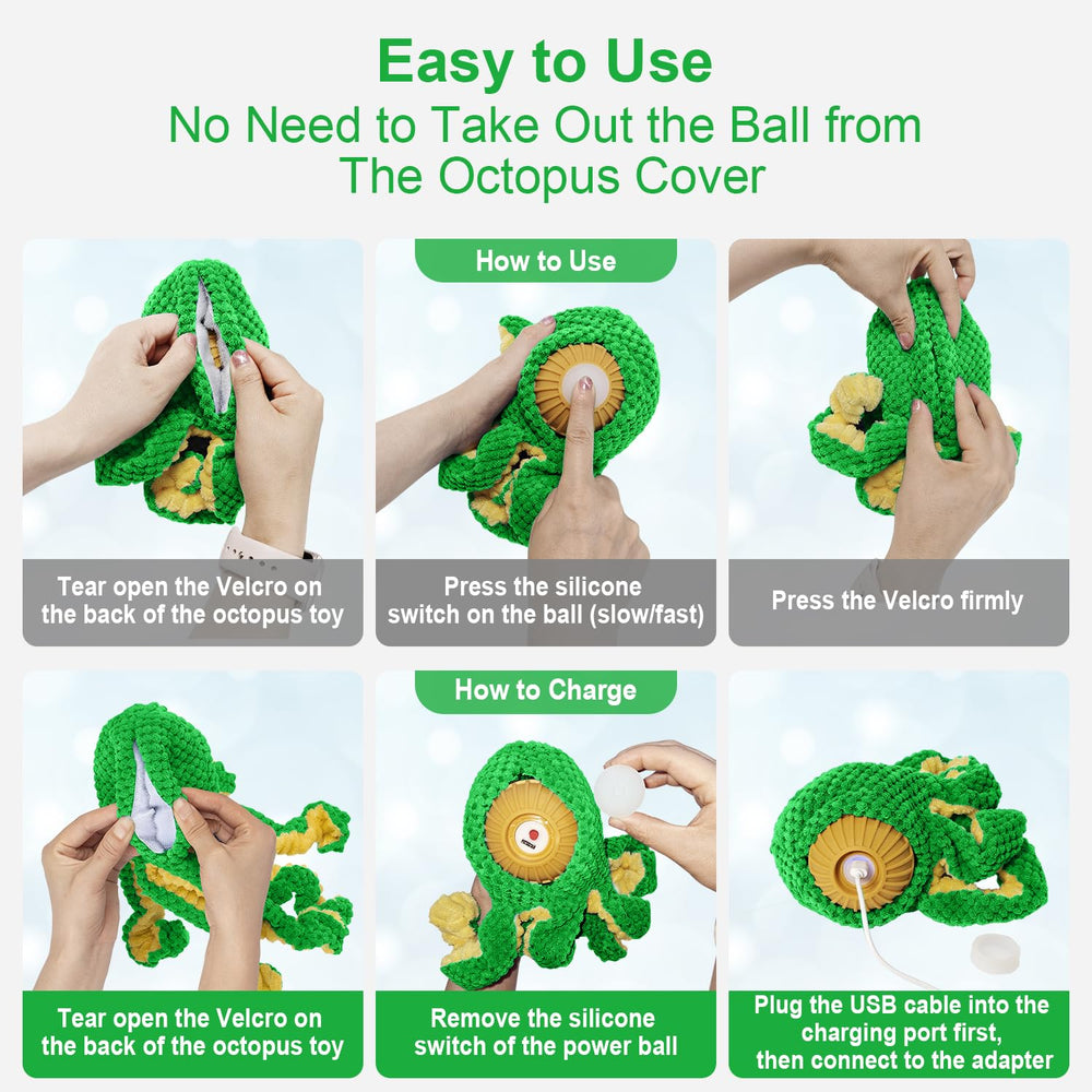 Qraxond Octopus bouncing on floor for varied surface play and reflex testing