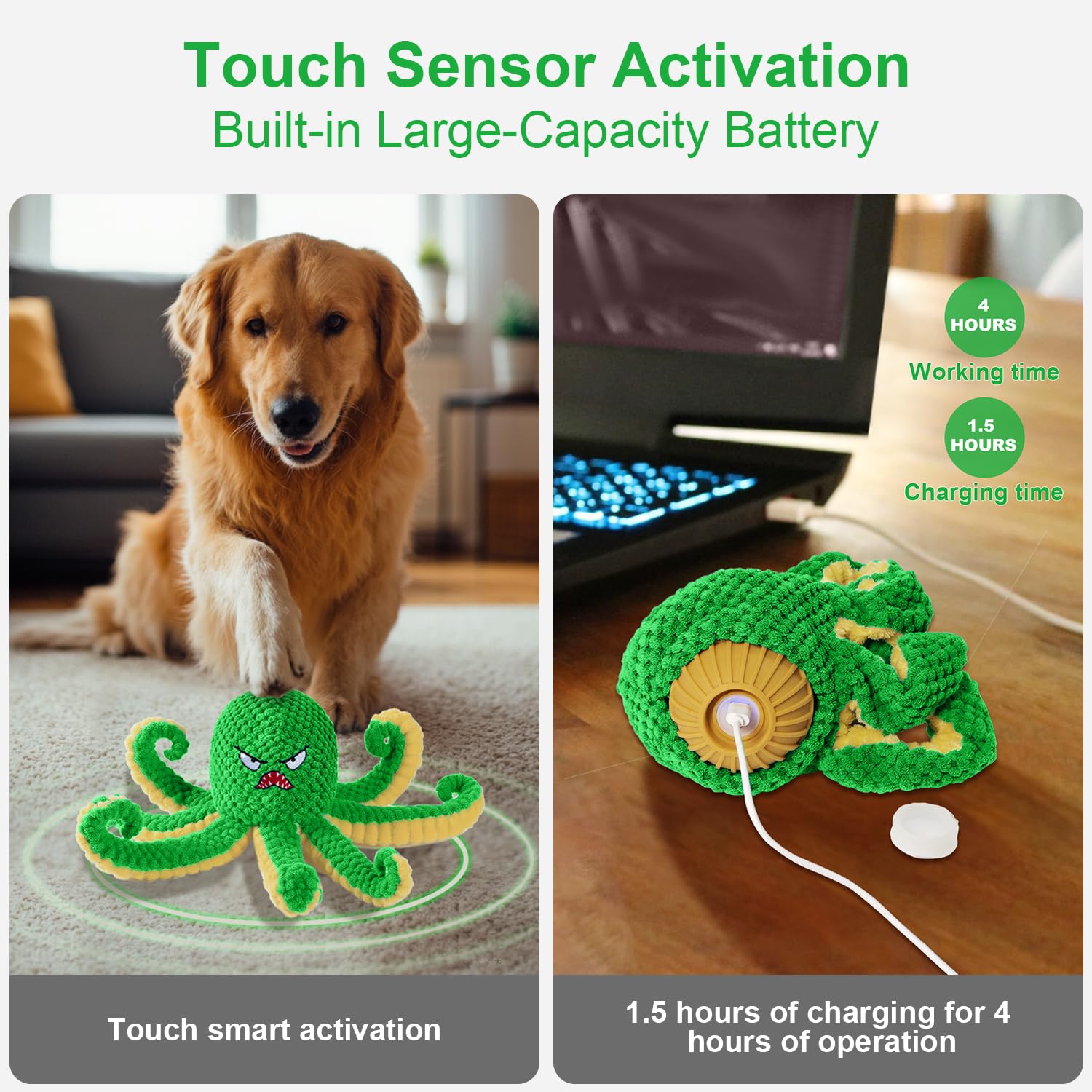 Qraxond Octopus durable plush cover promotes gentle, safe dog interaction