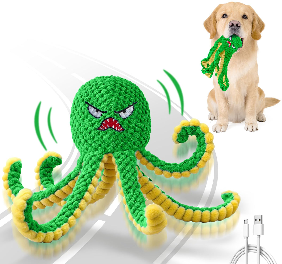 Qraxond Octopus interactive dog toy in blue mode encourages active play and mental stimulation
