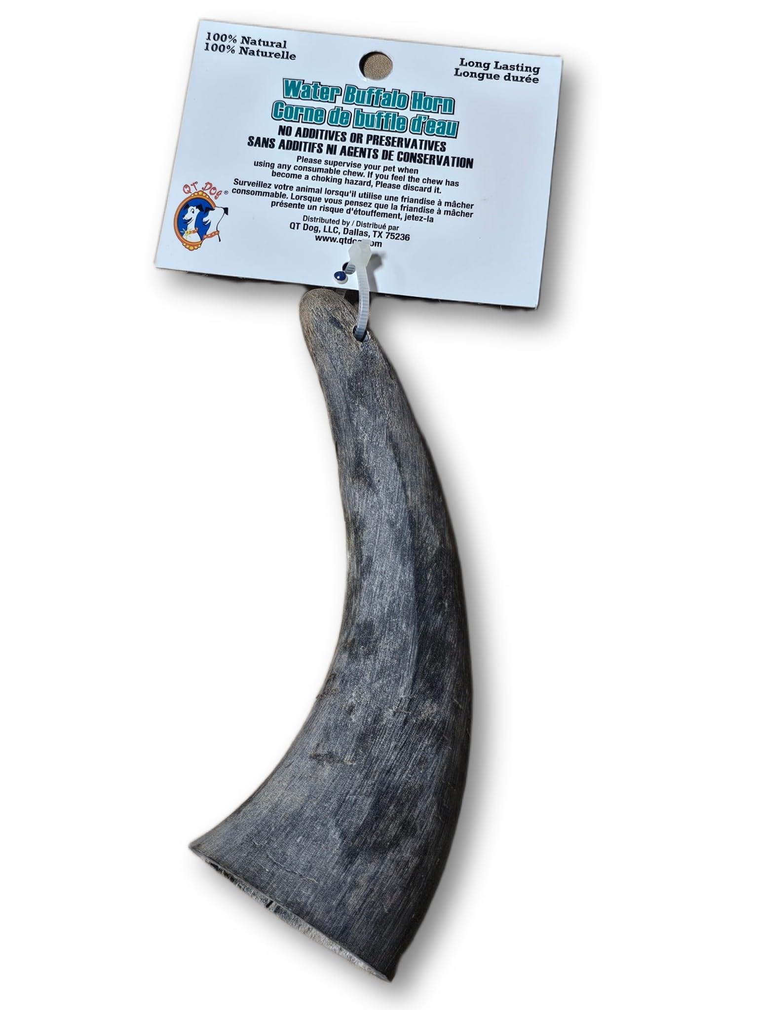 Buffalo horn texture close-up, high-protein chew