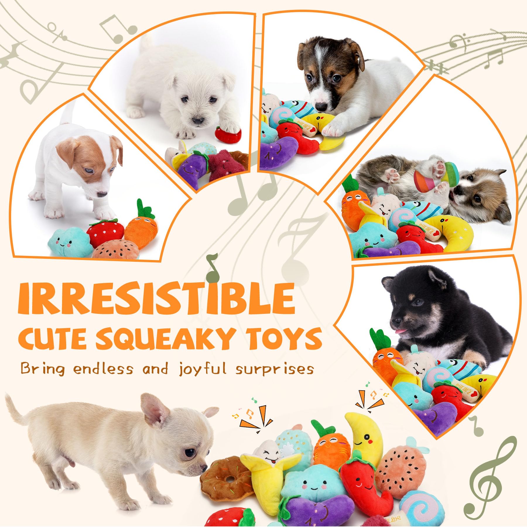 QTwoof natural plush materials offer soft textures for gentle chewing.