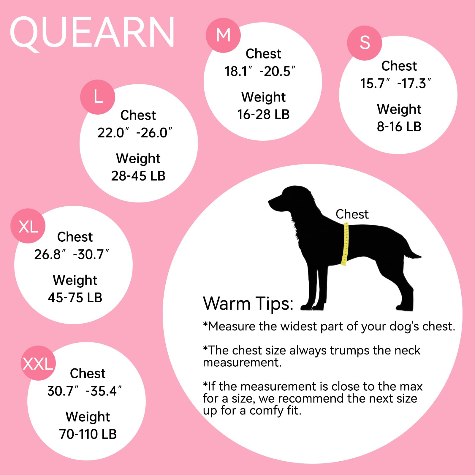 QUEARN size range S-2XL suits many breeds for post-surgery wear