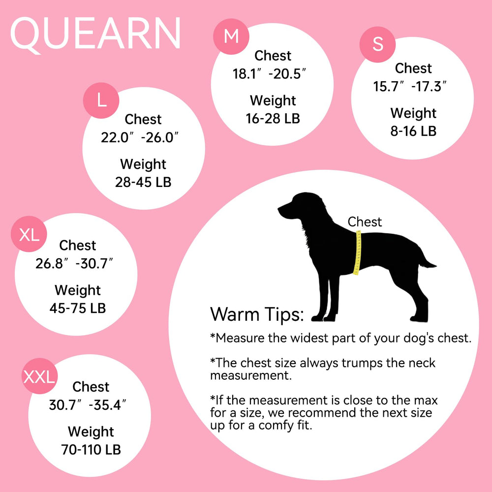 QUEARN size range S-2XL suits many breeds for post-surgery wear